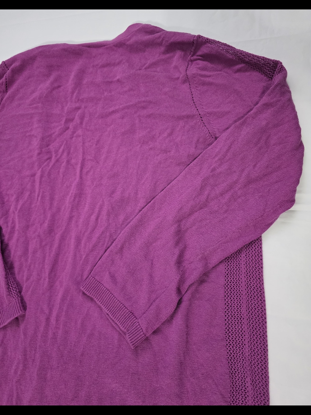 Talbots Women's XL Regular Solid Purple Knit Open Front Long Sleeve Cardigan - Picture 12 of 14